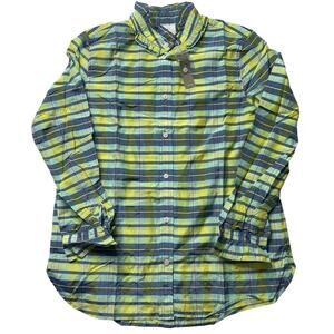 NWT J Crew Ruffle Neck Long Sleeve Plaid Shirt Sz 8 Women's Cotton Silk Blouse